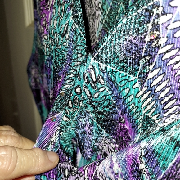 Brittany Black woman's pleated sequin ruffled top size XL - Picture 3 of 5